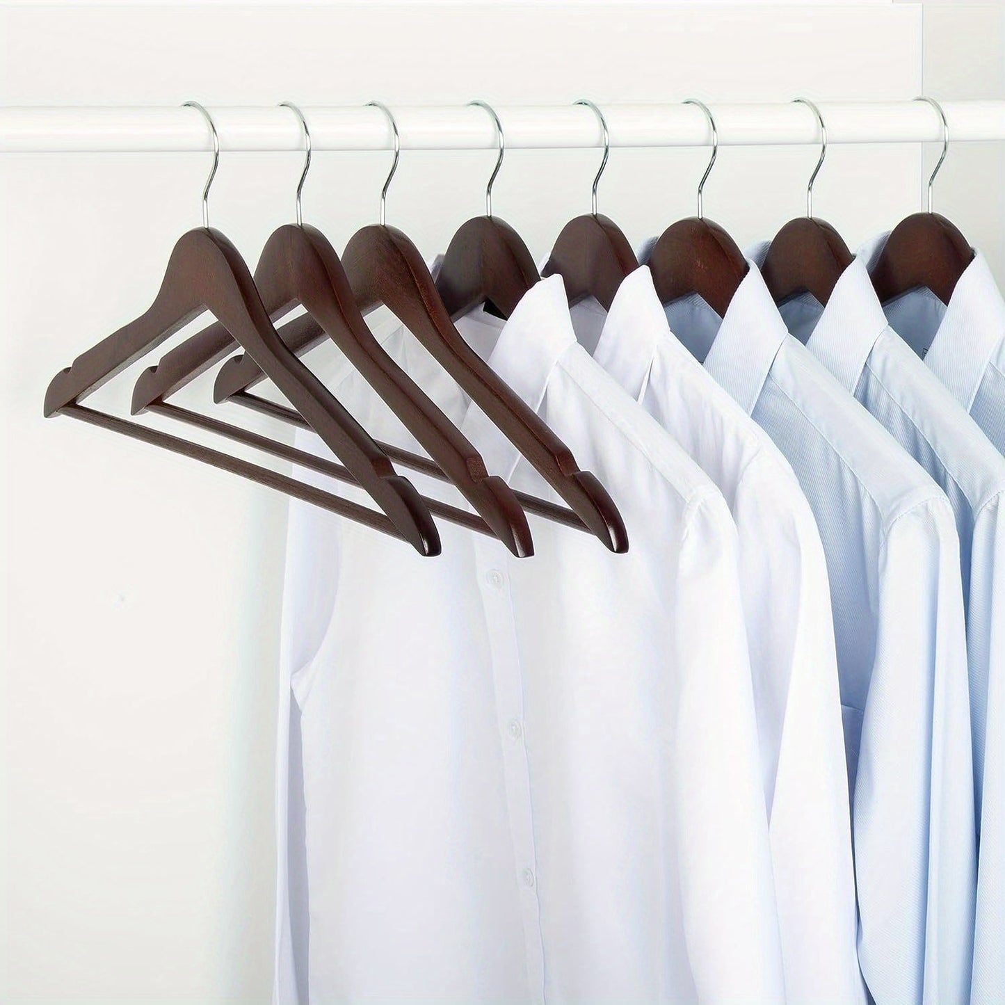 Set of 20 Sturdy Wooden Hangers with Notches - Sleek, Glossy Finish for Suits, Coats, Shirts & Dresses - Organize Your Closet in Style