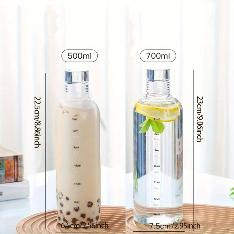 1pc 500ml/700ml Transparent Leakproof Sports Water Bottle with Time Scale