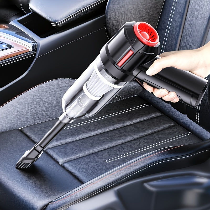 One piece of a cordless handheld vacuum cleaner with a charging dock. This rechargeable car vacuum has strong suction and is portable for home and car cleaning. It can be used for wet or dry cleaning and comes with a keyboard detailing tool.