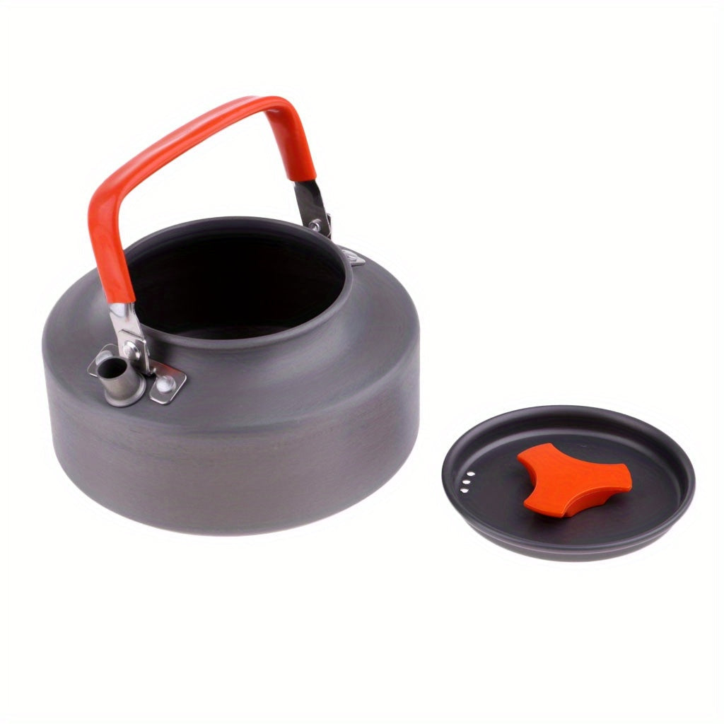 Compact Camping Cookware Set - Durable Non-Stick Aluminum Pots, Pans & Kettle for 2-3 People Enjoying Outdoor Adventures