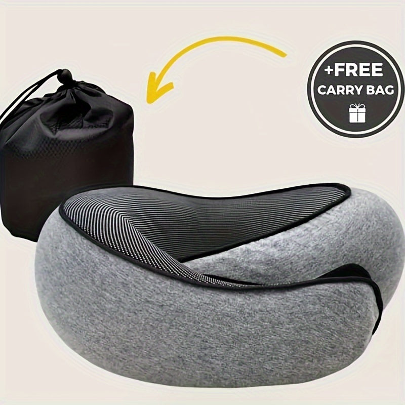 Travel comfortably with the 1pc Ergonomic U-Shaped Memory Foam Travel Pillow. This durable neck support features soft slow rebound for ultimate comfort. The non-deforming airplane cushion comes with a knitted polyester cover that is spot-cleanable. Also