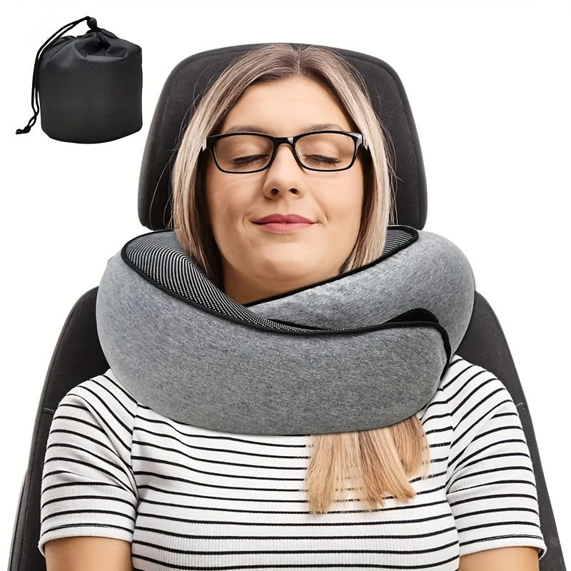 Travel comfortably with the 1pc Ergonomic U-Shaped Memory Foam Travel Pillow. This durable neck support features soft slow rebound for ultimate comfort. The non-deforming airplane cushion comes with a knitted polyester cover that is spot-cleanable. Also