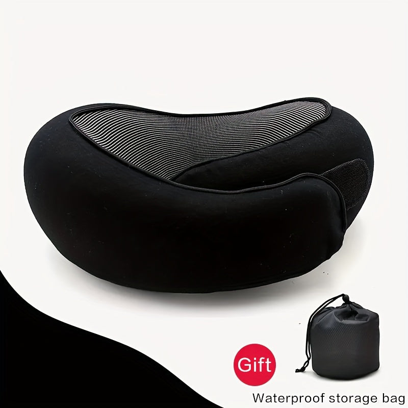 Travel comfortably with the 1pc Ergonomic U-Shaped Memory Foam Travel Pillow. This durable neck support features soft slow rebound for ultimate comfort. The non-deforming airplane cushion comes with a knitted polyester cover that is spot-cleanable. Also