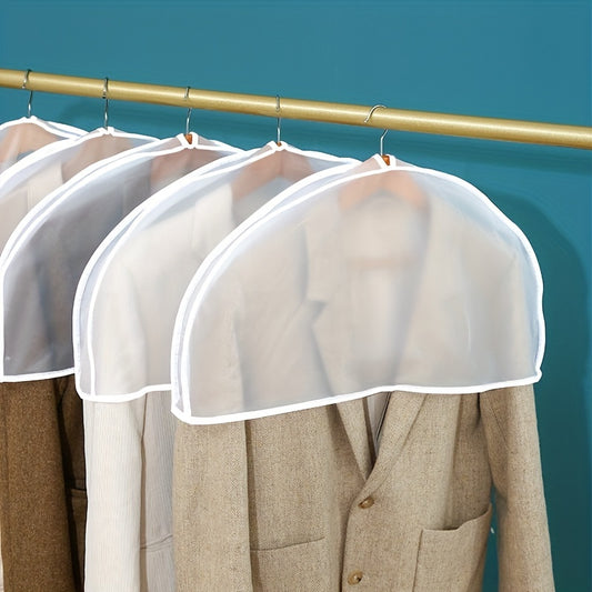 5pcs Transparent Garment Covers ideal for storing suits, jackets, and dresses in bedrooms and dormitories during autumn and winter.