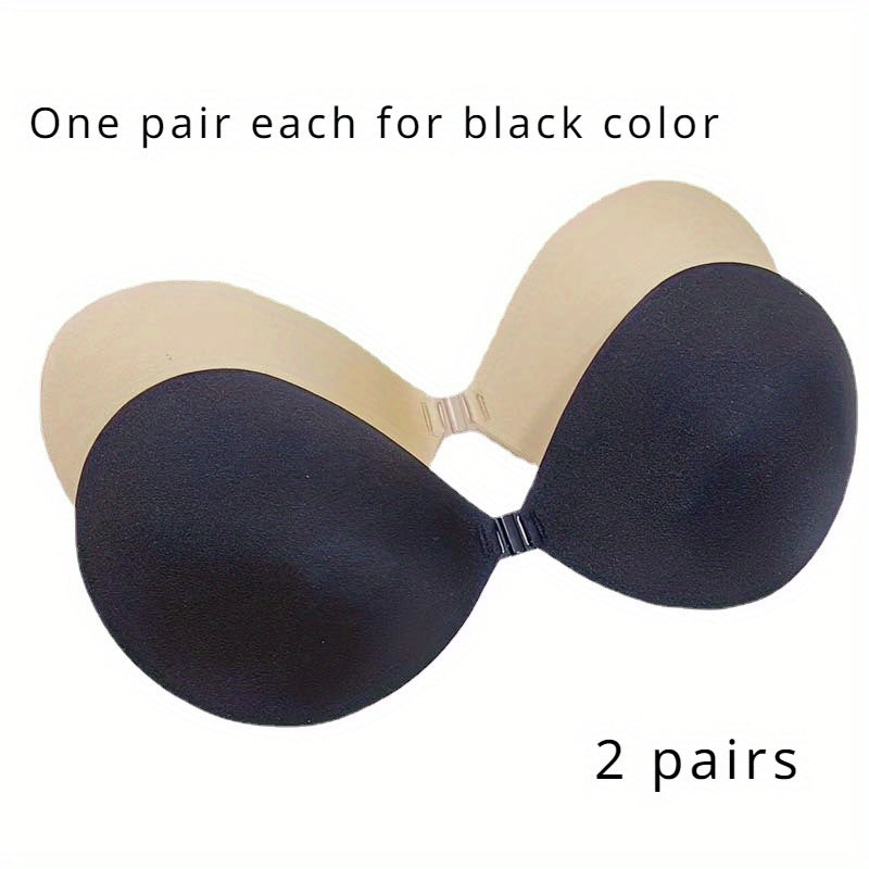 Strapless self-adhesive bras in black & skin color, backless with strong stickiness, sweat-proof, sizes A to D cup.