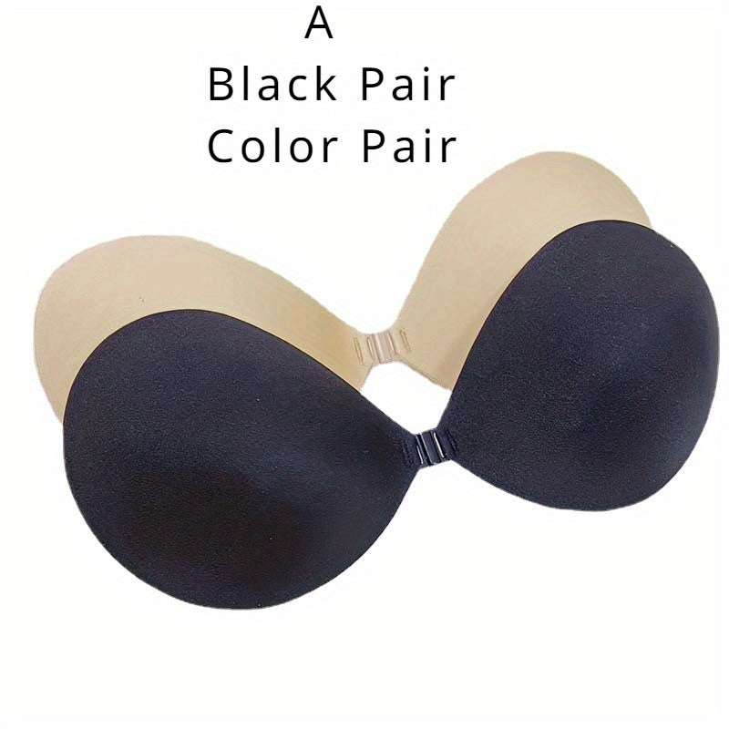 Strapless self-adhesive bras in black & skin color, backless with strong stickiness, sweat-proof, sizes A to D cup.