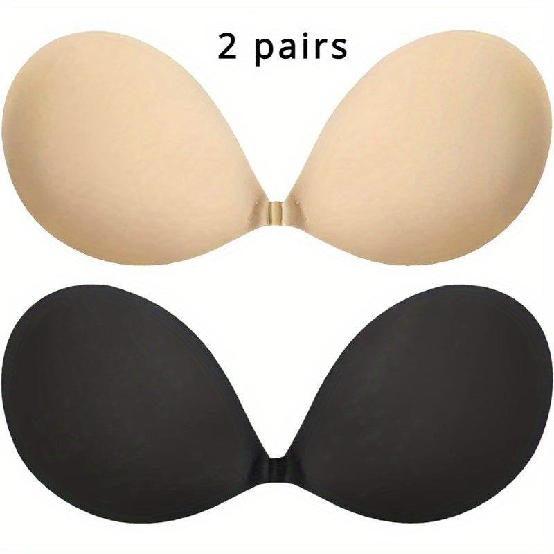 Strapless self-adhesive bras in black & skin color, backless with strong stickiness, sweat-proof, sizes A to D cup.