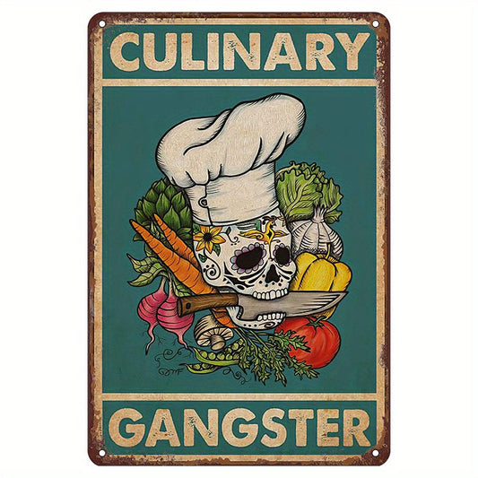 Chef's Gift: Culinary Gangster Retro Metal Tin Sign for the Cooking Lover - A Funny Vintage Tin Sign for the Kitchen, Perfect Wall Art Decor for Home, Bar, Cafe, or Garage.