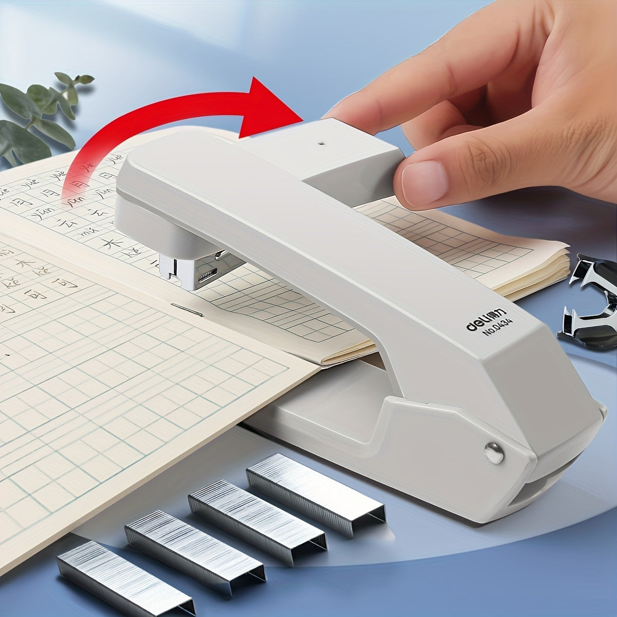 360-degree Rotating Stapler, White, Binds 25 Sheets at a Time, Labor-saving, Multi-functional Office Supply