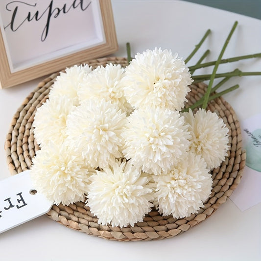 10pcs Realistic White Artificial Chrysanthemum Bouquet - Plastic Flowers for various occasions, 29.46cm tall, ideal for table centerpieces and garden decoration, customizable and perfect for DIY floral craft.