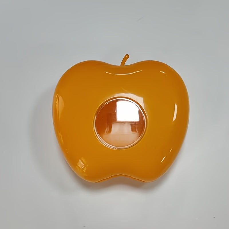 Wall-mounted plastic bag holder in the shape of an apple, perfect for storing disposable food covers. Keep your kitchen and bathroom accessories organized with this elastic fresh-keeping bag organizer. This item is designed for non-food contact.