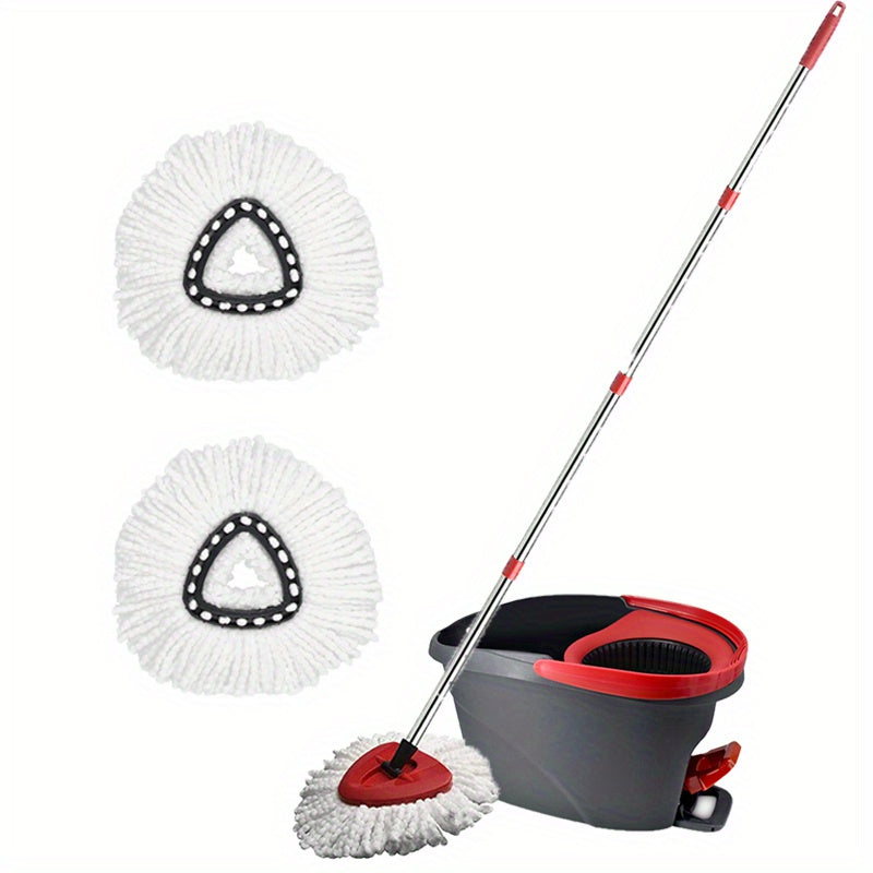 1 set includes 1 piece, Spin Mop Set with 1 Bucket, featuring a New 360° Rotating Mop Bucket Replacement Head and Microfiber Cleaning Pads. Easy to install and use.