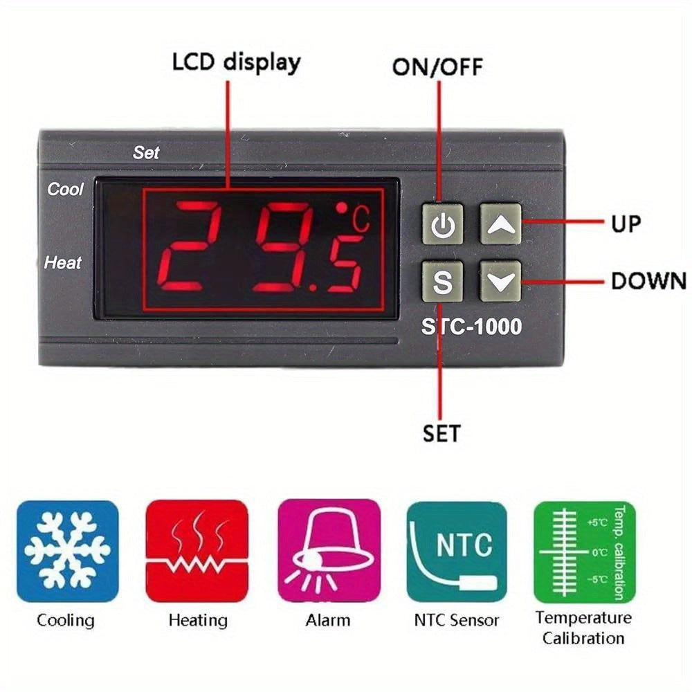 STC-1000 LED Digital Temperature Controller for Incubators, 110V/220V, for Hatching Eggs