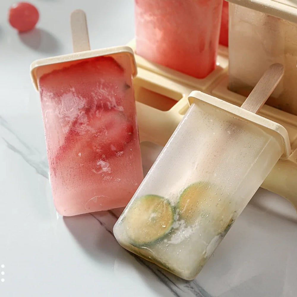 Muzqaymoq Popsicle Tayyorlash To'plami - 9 Dona, Tomchi Himoyasi va Tayoqni o'z ichiga oladi - Tozalash oson, Joyni tejaydi - BPA-free materiallardan uyda muzqaymoq tayyorlang