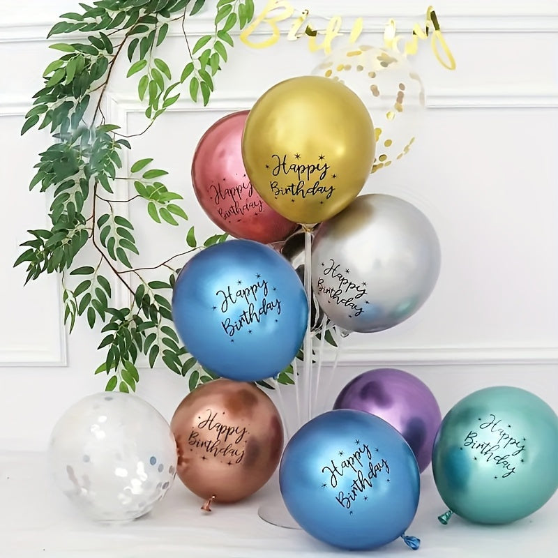 20 metallic balloons for birthdays, weddings, and graduations - durable latex in mixed colors.