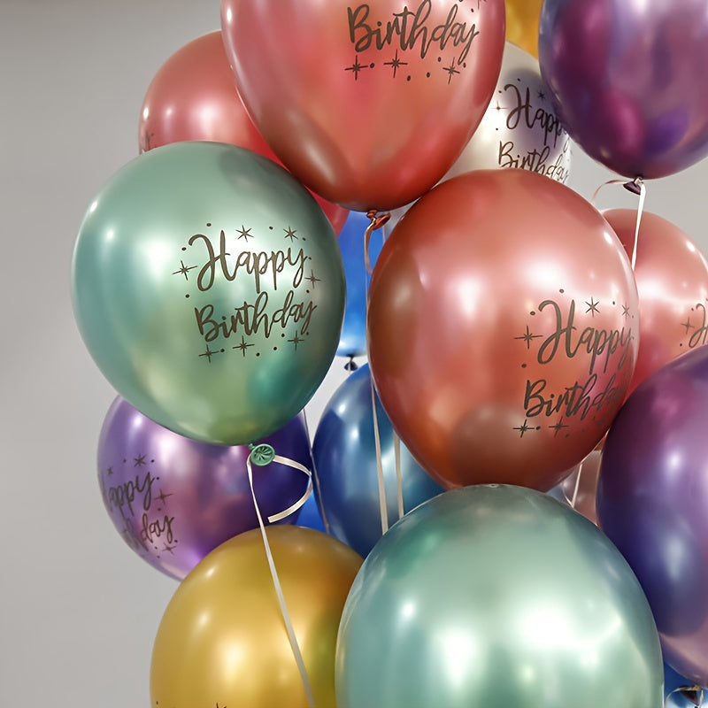 20 metallic balloons for birthdays, weddings, and graduations - durable latex in mixed colors.