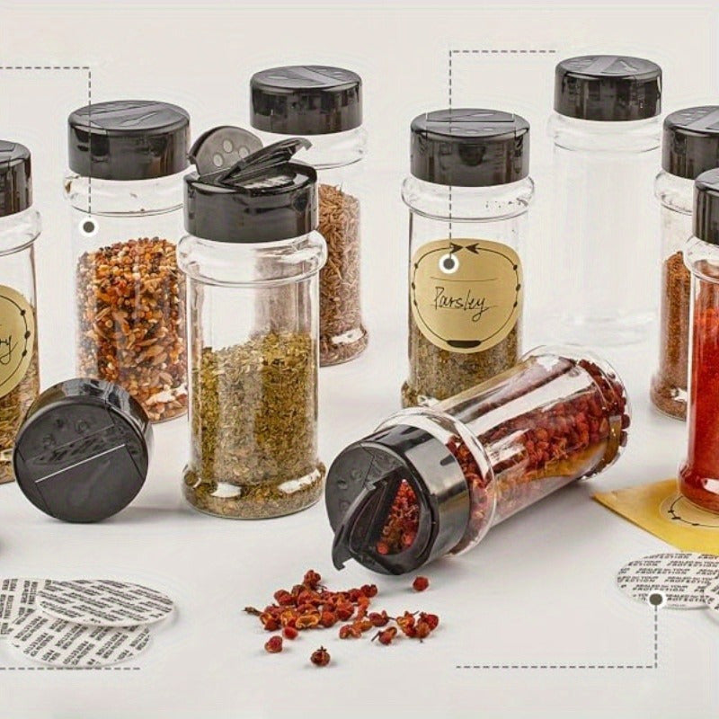 One set of three spice jars with shaker pour lids, perfect for kitchen seasoning storage. Includes a creative monosodium glutamate bottle and outdoor pepper shakers, great for kitchen, camping, picnic, and BBQ. Essential BBQ accessories for your home