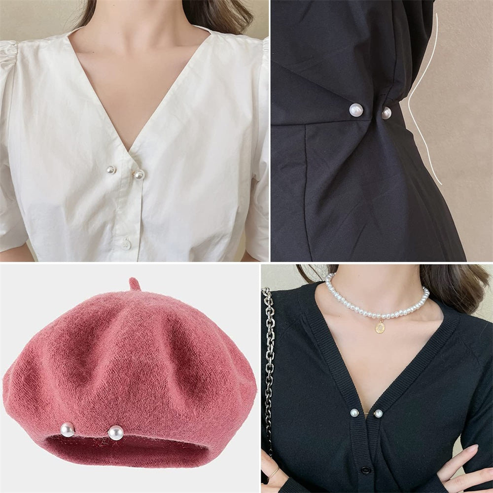 Stylish 6-piece Faux Pearl Brooch Set - Multifunctional Scarf & Cardigan Clips, Collar Accessories for Women's Sweaters and Coats with Anti-Glare Feature