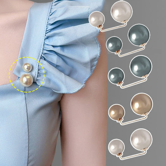 Stylish 6-piece Faux Pearl Brooch Set - Multifunctional Scarf & Cardigan Clips, Collar Accessories for Women's Sweaters and Coats with Anti-Glare Feature