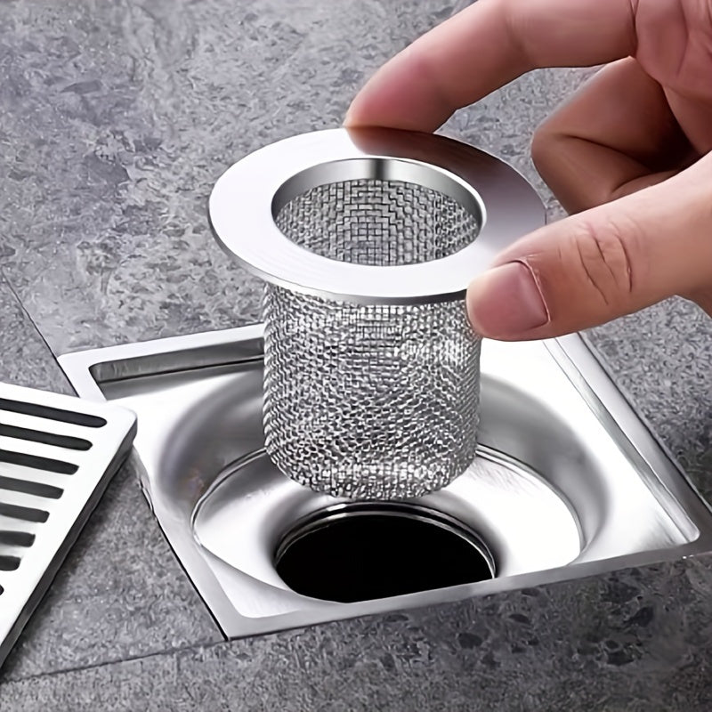 Stainless steel floor drain net with anti-hair filter for washbasin and shower room.