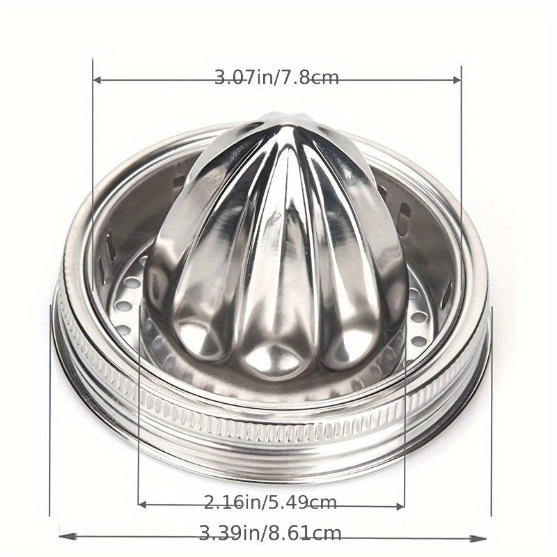 Stainless Steel Citrus Juicer designed for Mason Jars, with Wide Mouth and Food-Grade Metal. A Handy Juicing Tool for Your Kitchen, Essential for Home Use.