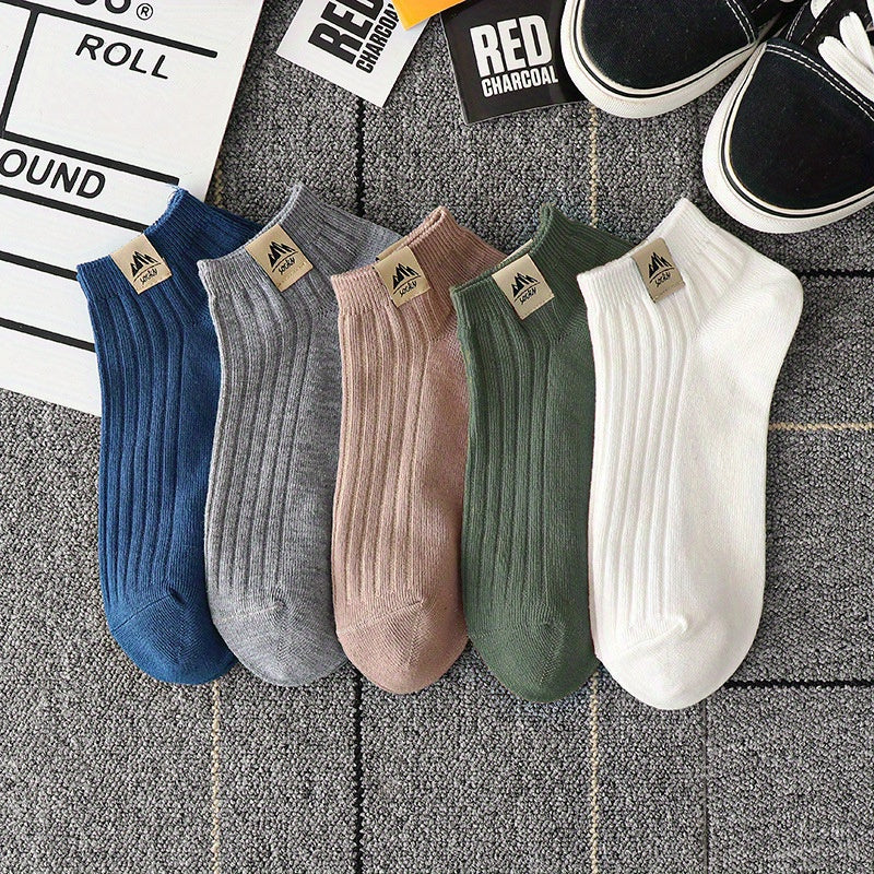 5 pairs of comfortable, breathable low-cut ankle crew socks.