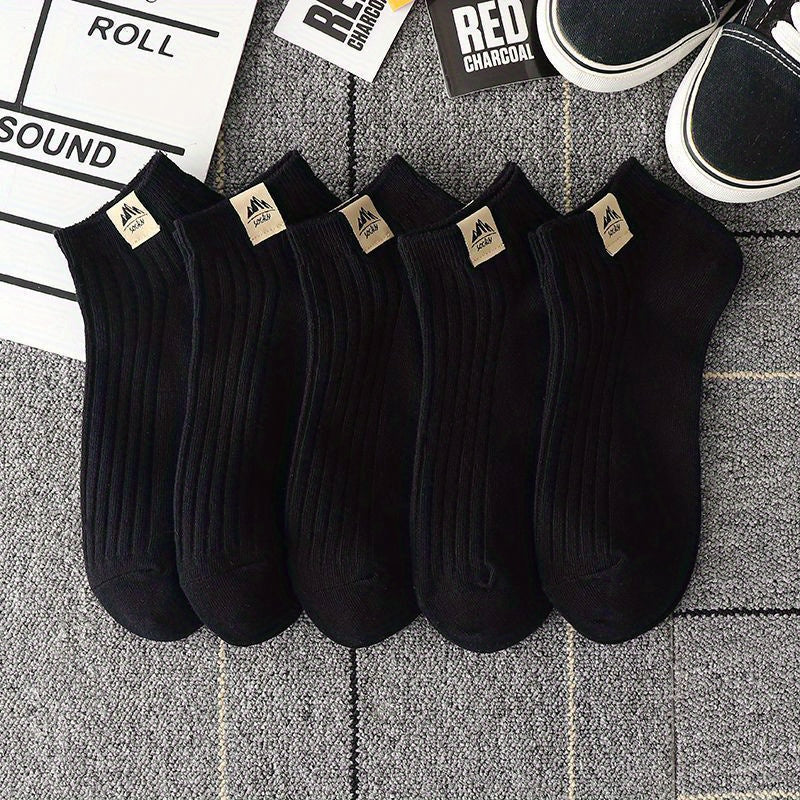 5 pairs of comfortable, breathable low-cut ankle crew socks.