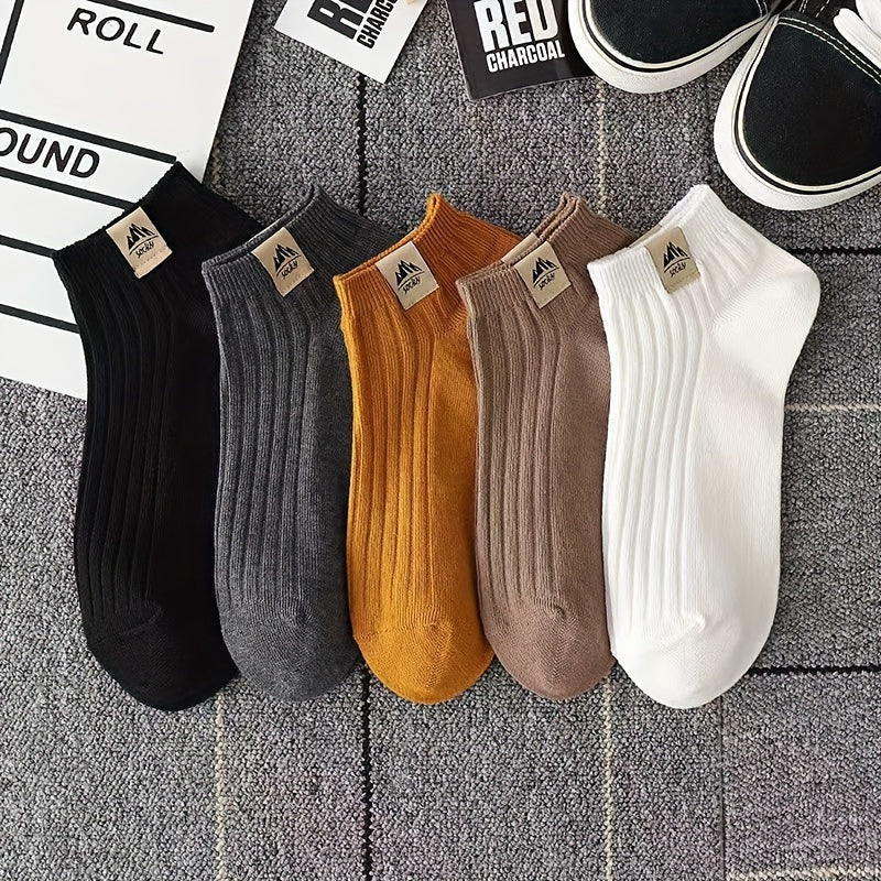 5 pairs of comfortable, breathable low-cut ankle crew socks.