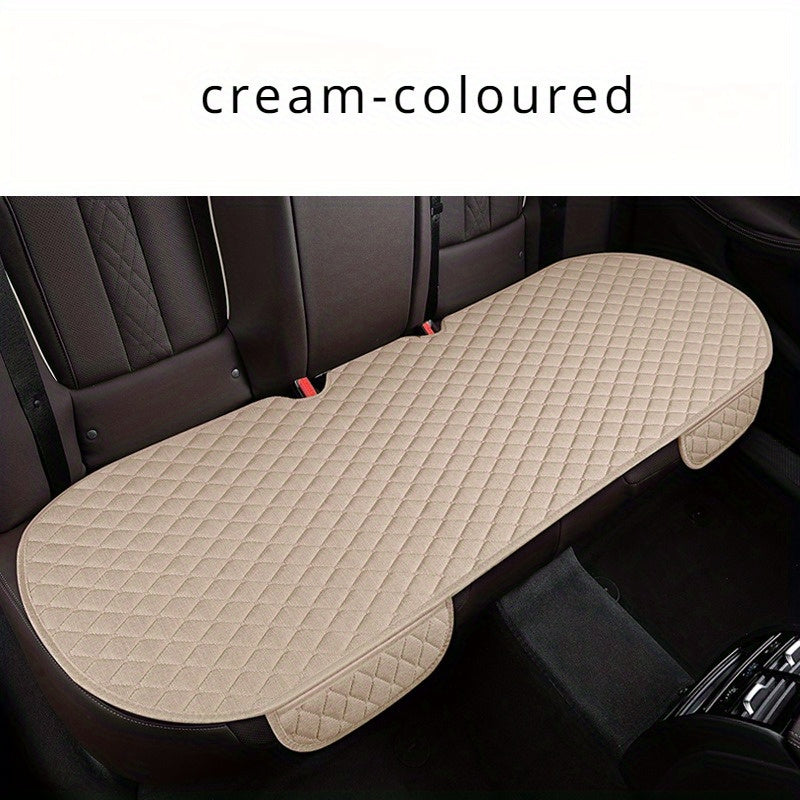 Set of 3 linen car seat cushions, breathable and comfortable, suitable for all seasons.