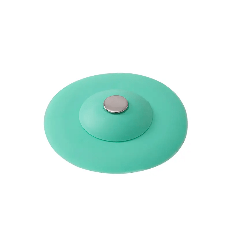 Silicone drain stopper and strainer with non-slip grip cover for kitchen and bathroom floors. Helps catch hair in shower, bathtub, and sink. Also acts as a hot bath tub protector and