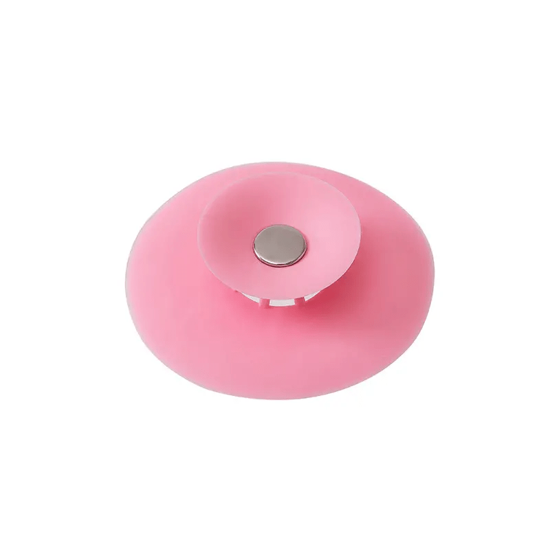 Silicone drain stopper and strainer with non-slip grip cover for kitchen and bathroom floors. Helps catch hair in shower, bathtub, and sink. Also acts as a hot bath tub protector and