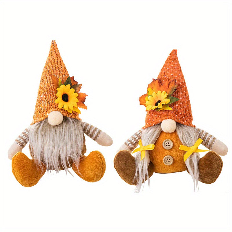 Luge New Sunflower Harvest Festival Thanksgiving Decoration Supplies with Gnome Doll Pendant and Rudolph Territory Doll, featuring Harvest Season Knitted Hat.