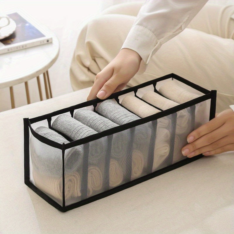 Women's wardrobe organizer for underwear and socks, with divided grid.