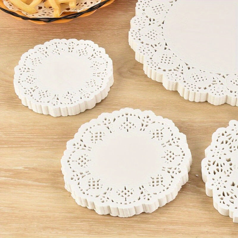 150 pieces of Flower Bottom Oil Paper, Circular Household Fried Baking Flower Bottom Paper, Oil-absorbing Paper, Edible Pizza Cake Pad Paper, Special Oven Paper