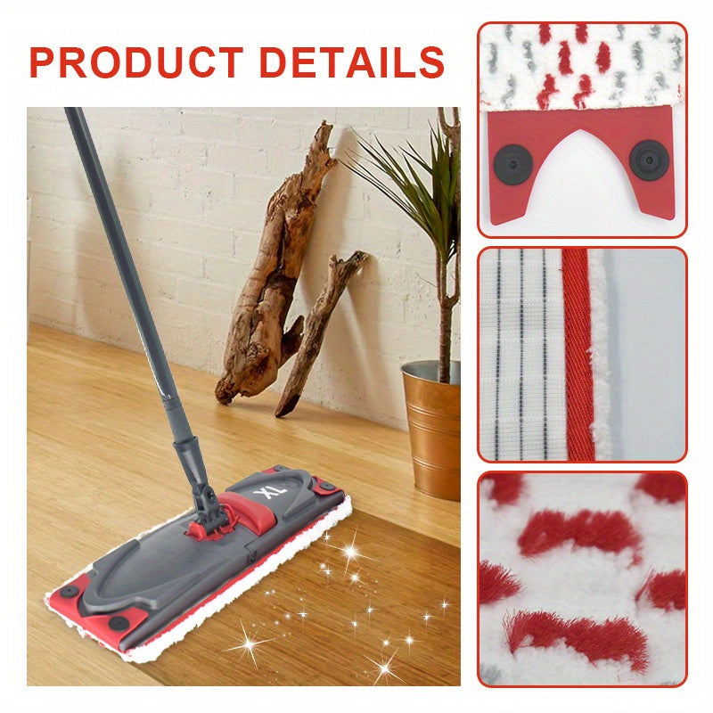 Three pieces of reusable mop replacement pads designed for use with the Ultramat XL flat mop. These flat floor mop cloths are washable, durable, and have high dirt and water absorption capabilities. Suitable for both wet and dry use, they are easy to