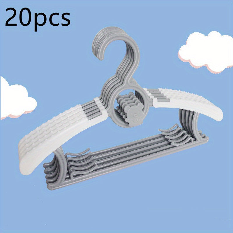 Set of 20 Pastel Non-Slip Kids Closet Hangers - Made from Sturdy Plastic with Anti-Shedding Design for Kids' and Teens' Clothing, Great for organizing Kids' Clothes, Excellent Present, 600g