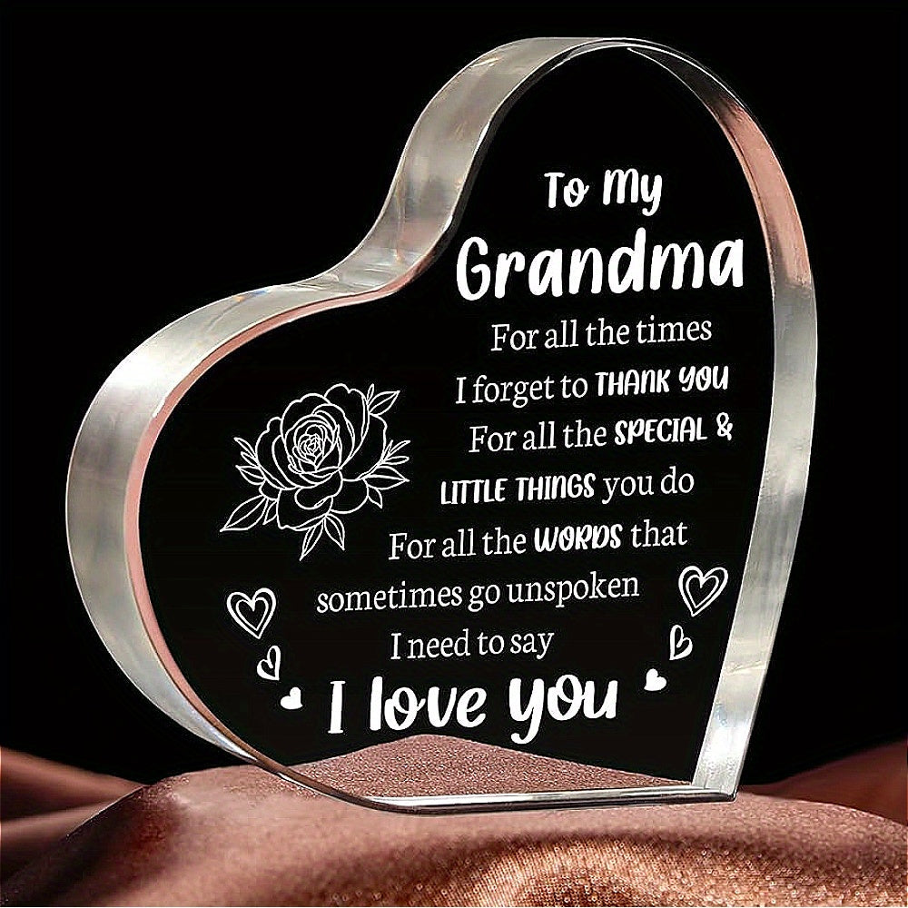 Beautiful Grandma Gift - Acrylic 'I Love You' Keepsake, Ideal for Birthday, Mother's Day, Christmas and Valentine's Day Presents from Granddaughter