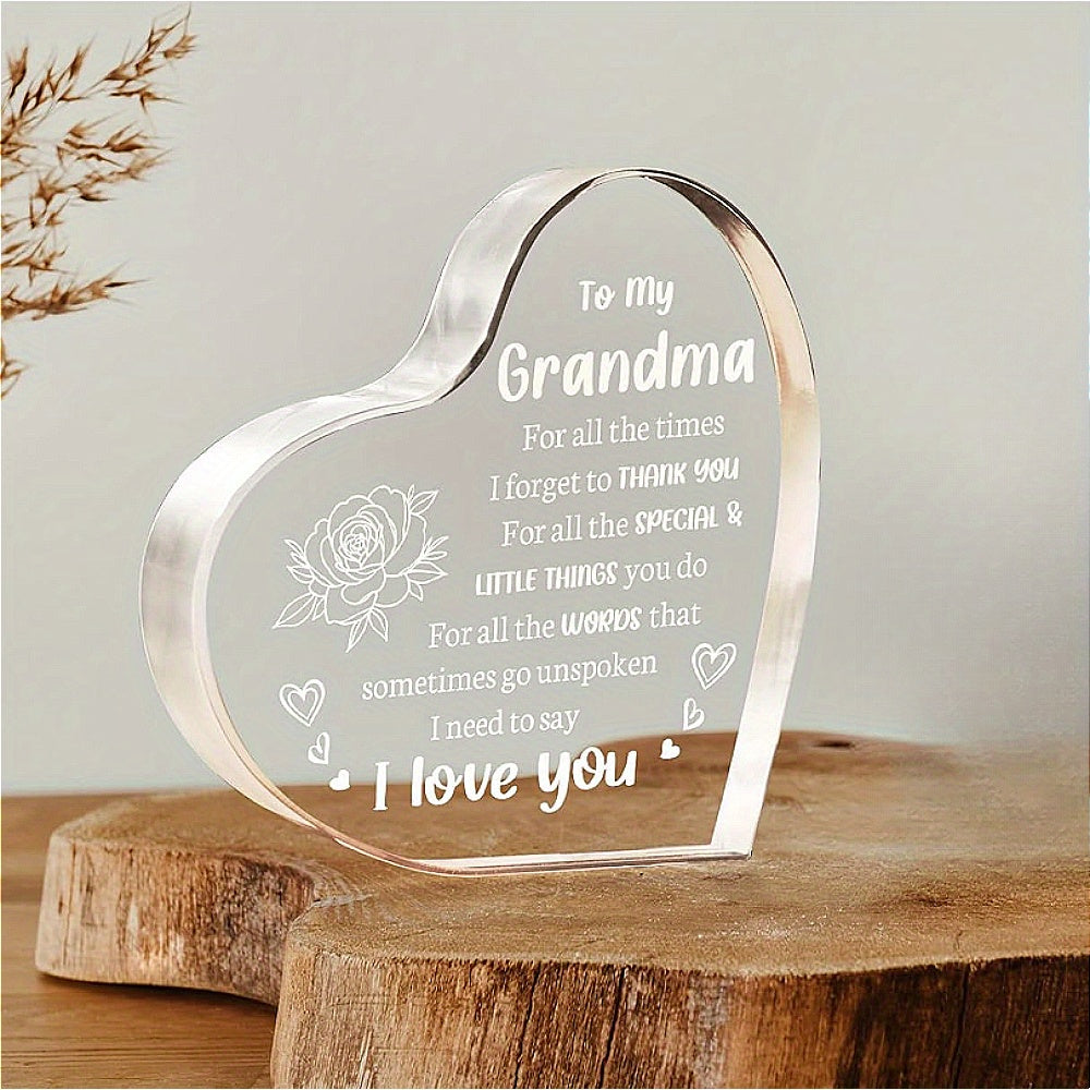 Beautiful Grandma Gift - Acrylic 'I Love You' Keepsake, Ideal for Birthday, Mother's Day, Christmas and Valentine's Day Presents from Granddaughter