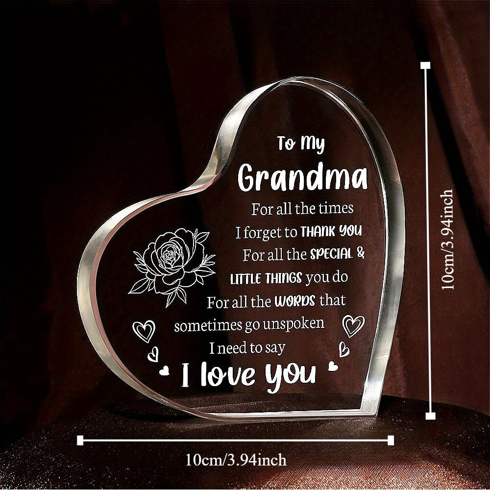 Beautiful Grandma Gift - Acrylic 'I Love You' Keepsake, Ideal for Birthday, Mother's Day, Christmas and Valentine's Day Presents from Granddaughter