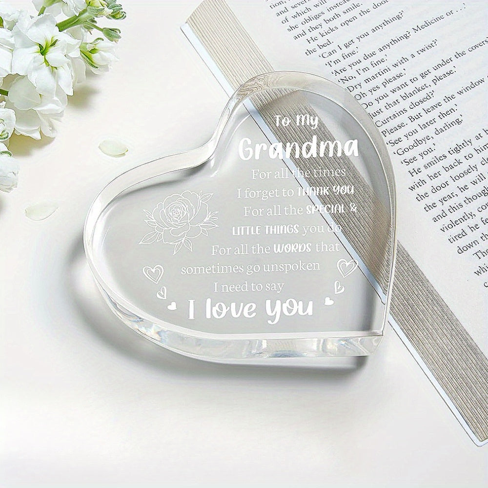 Beautiful Grandma Gift - Acrylic 'I Love You' Keepsake, Ideal for Birthday, Mother's Day, Christmas and Valentine's Day Presents from Granddaughter