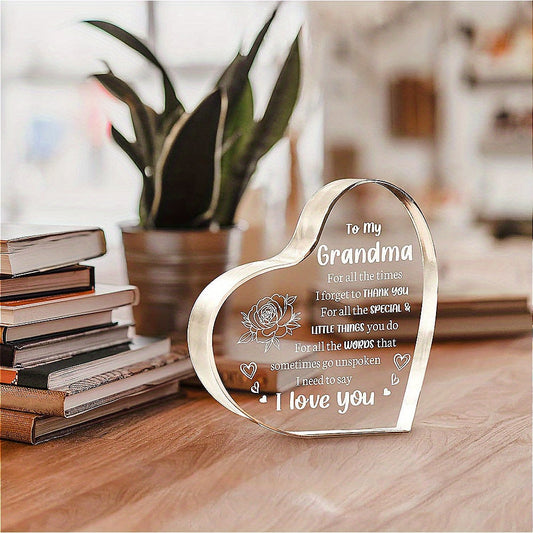 Beautiful Grandma Gift - Acrylic 'I Love You' Keepsake, Ideal for Birthday, Mother's Day, Christmas and Valentine's Day Presents from Granddaughter