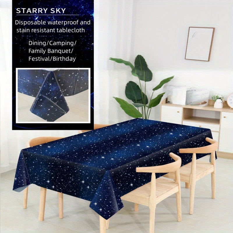 Disposable PEVA Starry Sky Tablecloth - Waterproof, Thickened, Perfect for Holiday Party Banquet Goodies and Activity Parties