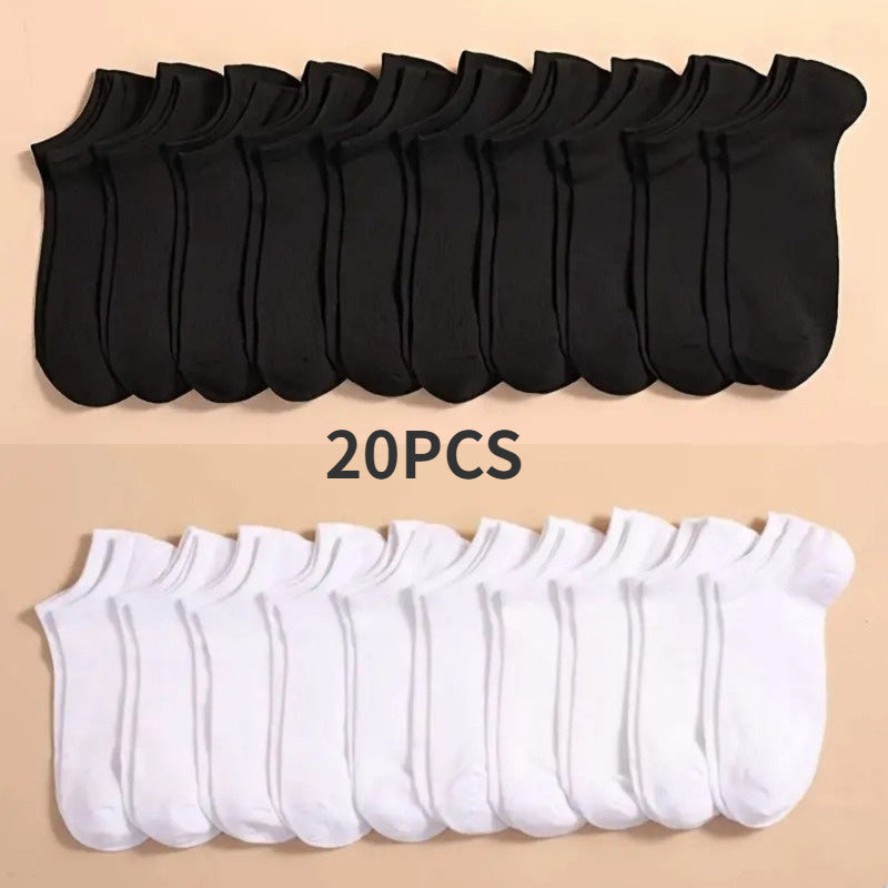 10/20 pairs of men's solid no show socks, comfortable, breathable, sweat-resistant, anti-odor, invisible.