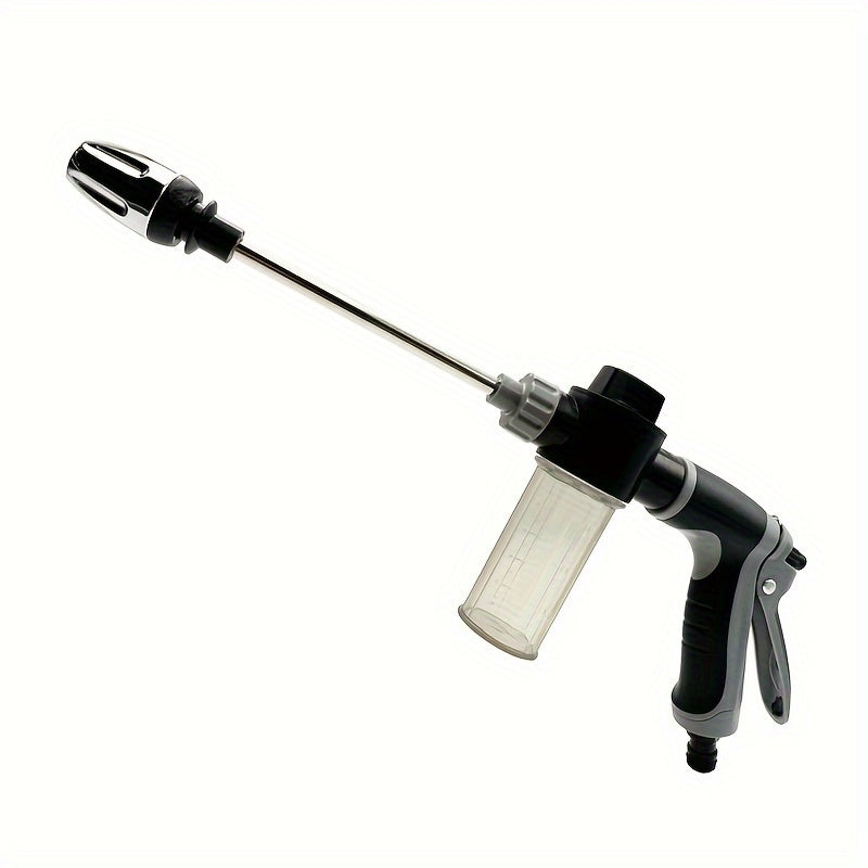 Portable high-pressure water gun with foam nozzle for cars, home, and garden use, suitable for Europe and America.