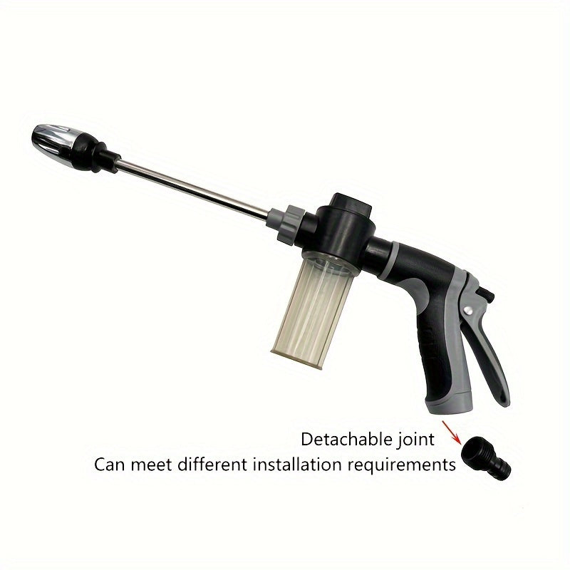 Portable high-pressure water gun with foam nozzle for cars, home, and garden use, suitable for Europe and America.