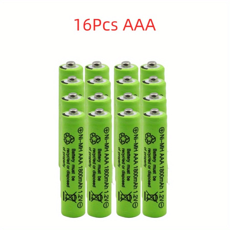 24 AAA 1800mAh Ni-MH rechargeable batteries for various devices.