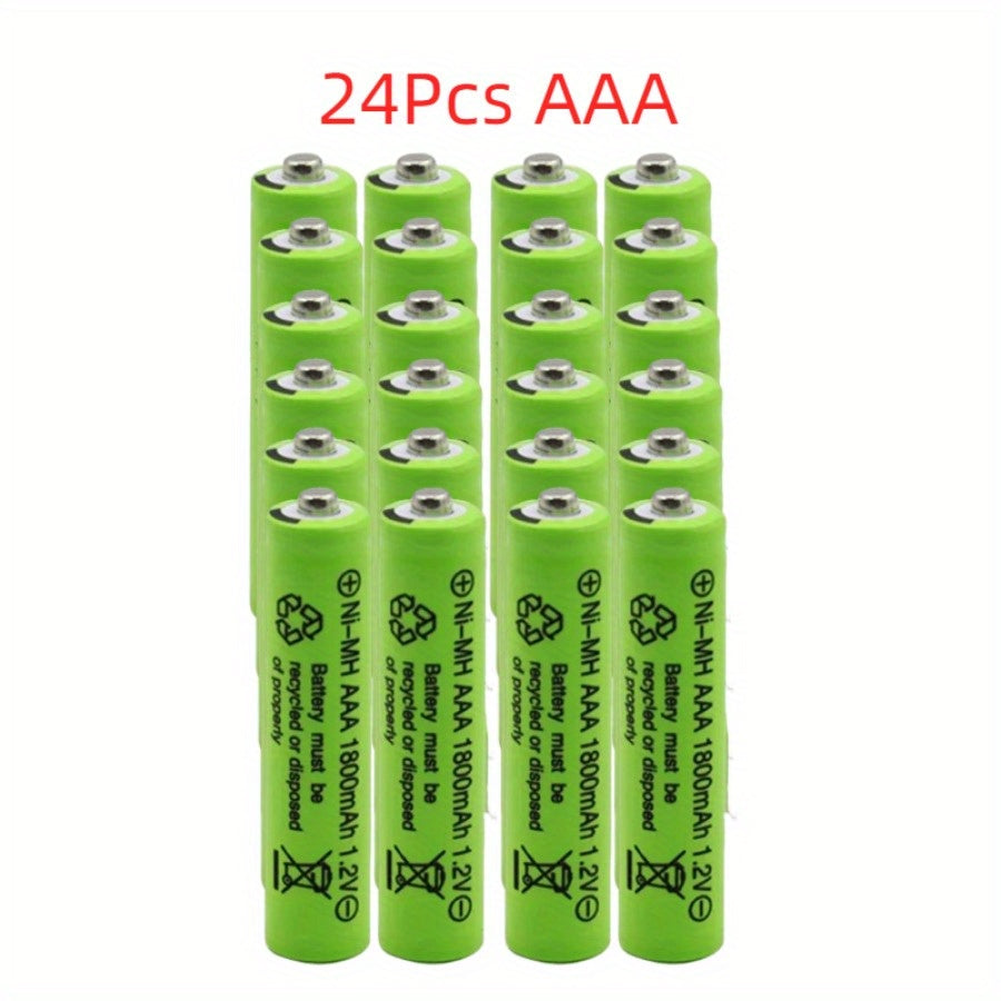 24 AAA 1800mAh Ni-MH rechargeable batteries for various devices.