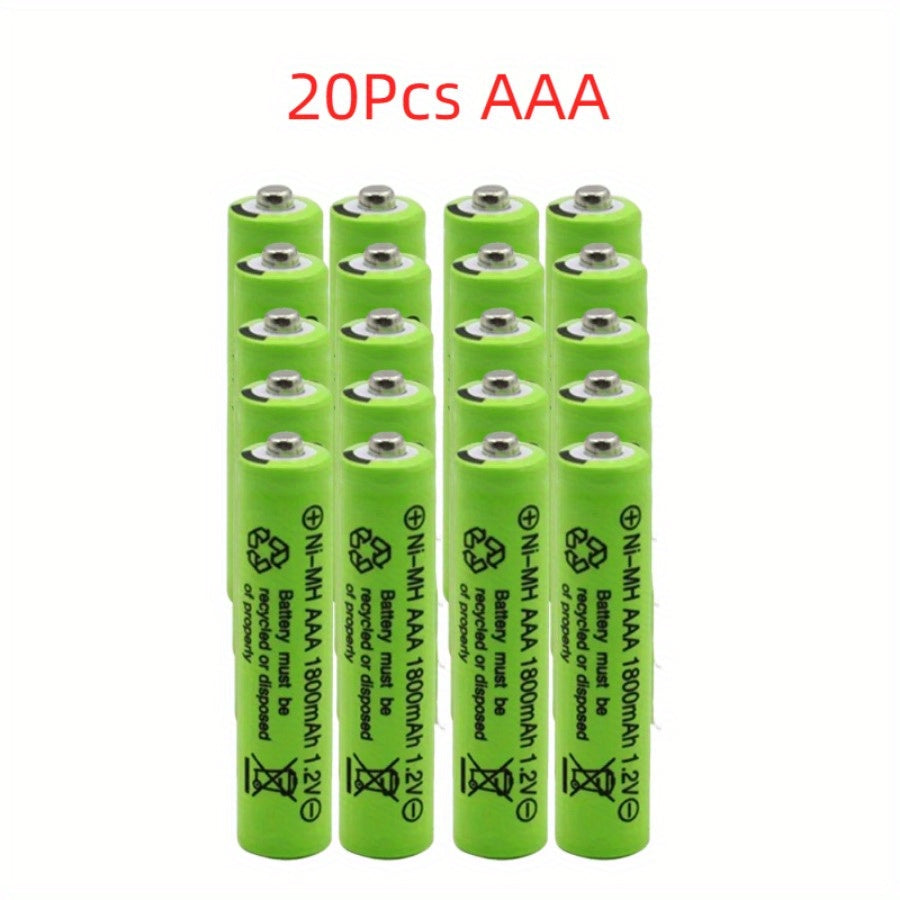 24 AAA 1800mAh Ni-MH rechargeable batteries for various devices.