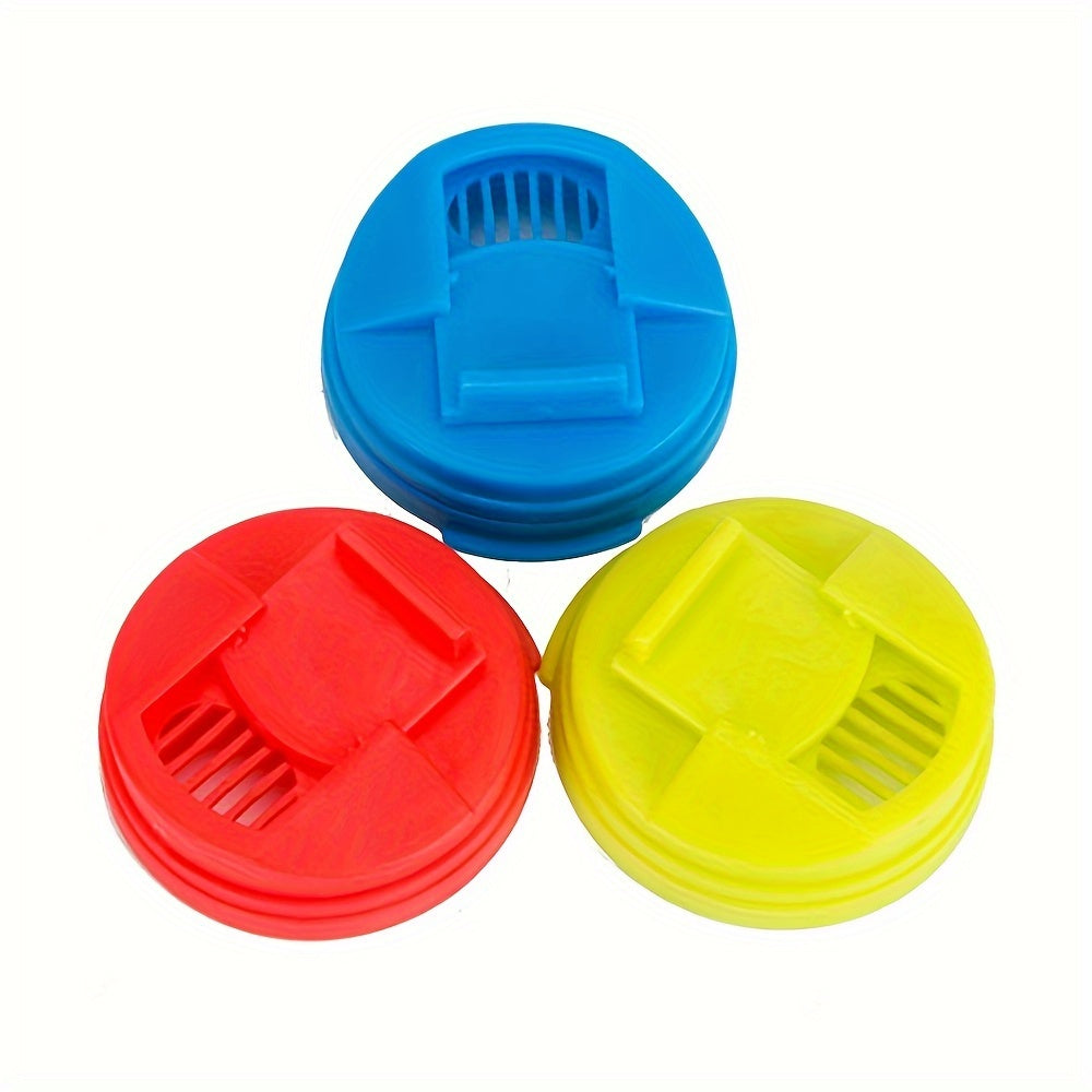 Three pieces of can covers made of plastic, reusable lids for standard size soda cans. These silicone tops are suitable for soda, beer, and juice cans.