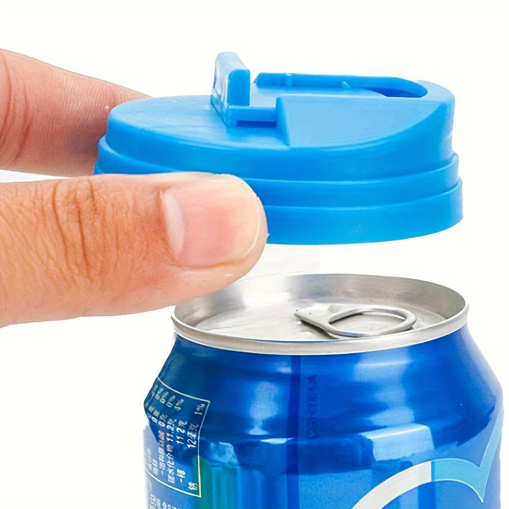 Three pieces of can covers made of plastic, reusable lids for standard size soda cans. These silicone tops are suitable for soda, beer, and juice cans.